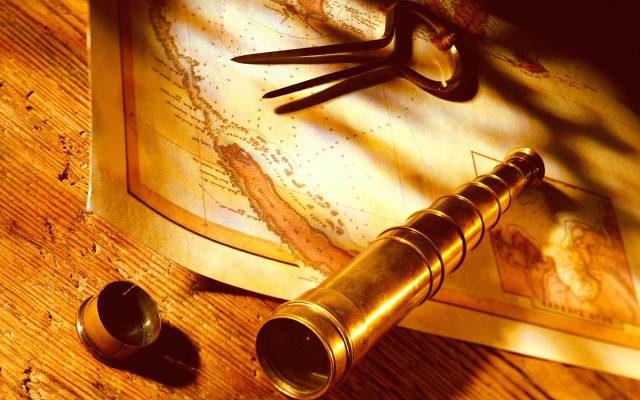 Telescope scissors map autumn fire free wallpaper - medium preview image