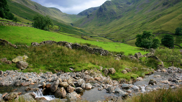 Lush green valley stream mountains #4 free wallpaper - medium preview image