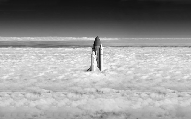 Rocket clouds bonestell space art free wallpaper - medium preview image