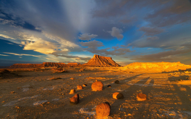 Desert mountain sunset clouds rocks free wallpaper for desktop - medium preview image