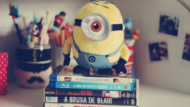 Stuffed toy stack books pens free wallpaper - medium preview image
