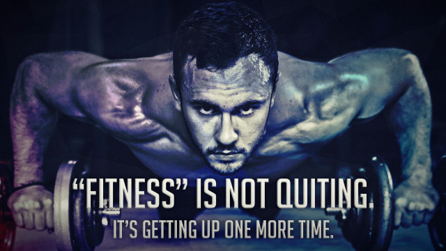 Man pushup barbell fitness quote free wallpaper - medium preview image