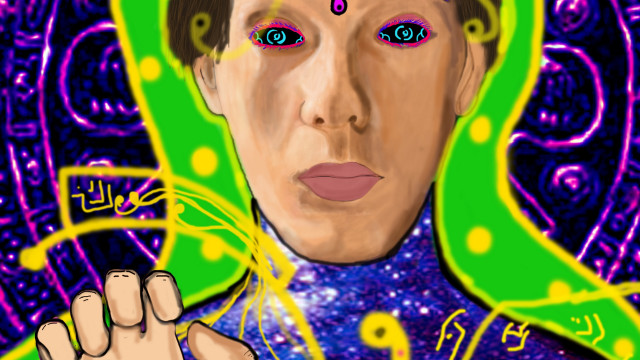 Metaphysical digital painting man green free wallpaper - medium preview image