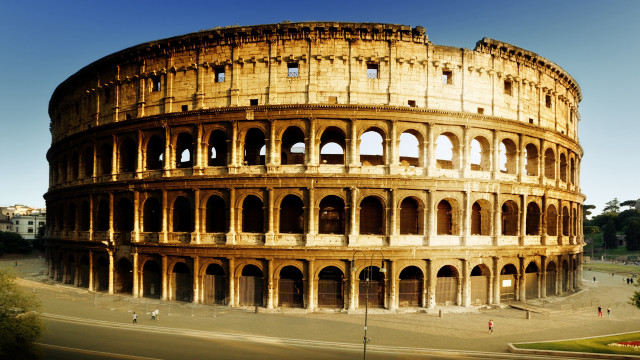 Romanesque building windows street matte free wallpaper - medium preview image