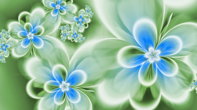 Blue flower bouquet abstract digital free wallpaper - medium preview image
