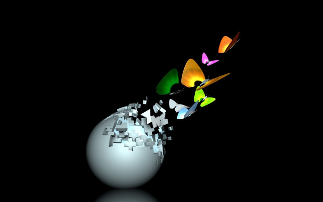 White ball colorful design raytraced free wallpaper - medium preview image