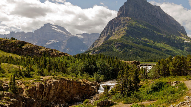 Mountain river bridge nature landscape free wallpaper - medium preview image