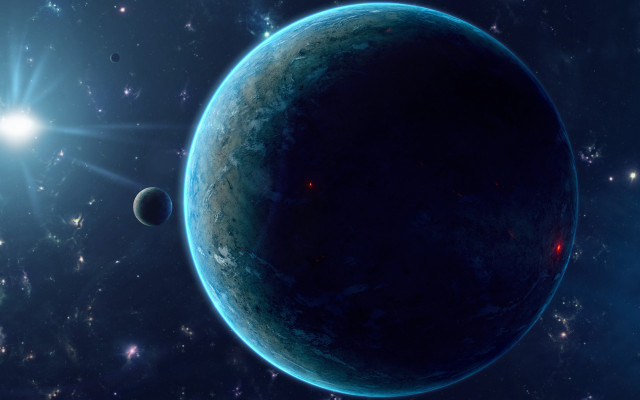 Blue planet two moons bright #2 free wallpaper - medium preview image