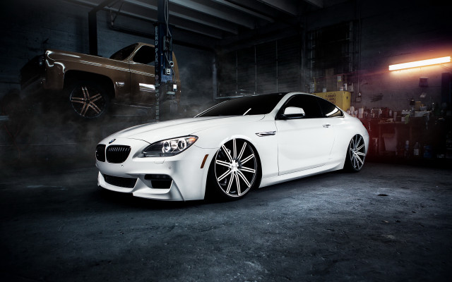 White car garage truck smoke #2 free wallpaper - medium preview image