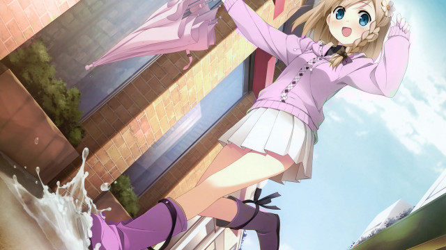 Girl braid umbrella blush boots free wallpaper - medium preview image