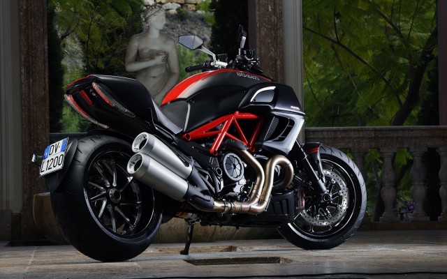 Motorcycle statue fountain neoclassic digital free wallpaper - medium preview image