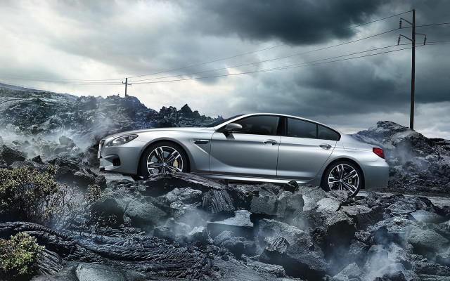 Silver car rocky road dark free wallpaper - medium preview image
