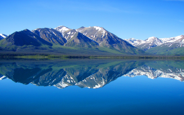 Mountain range reflection still lake free wallpaper - medium preview image