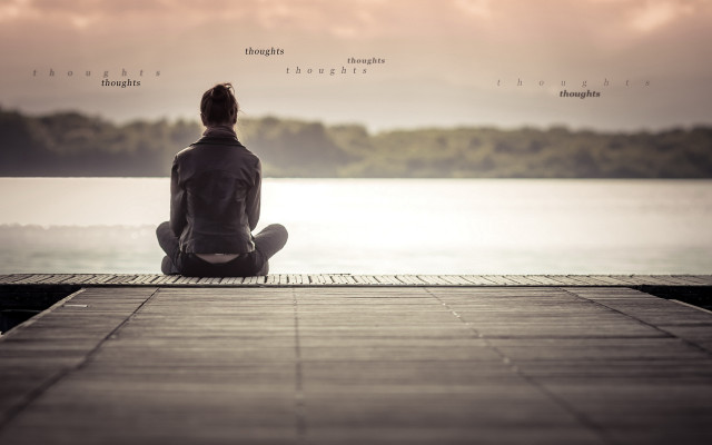 Docked person lake trees tranquil free wallpaper - medium preview image