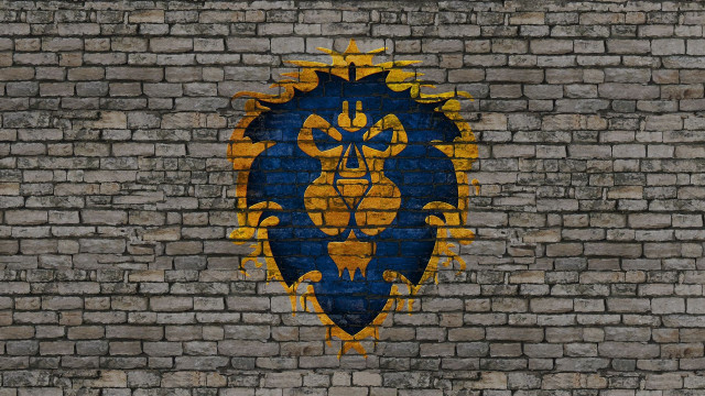 Lion head brick wall blue free wallpaper - medium preview image