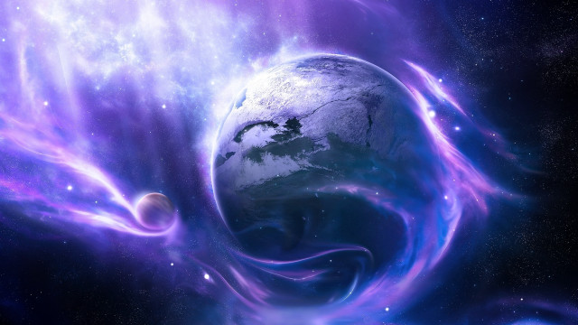 Planet spiral star space art free wallpaper - medium preview image