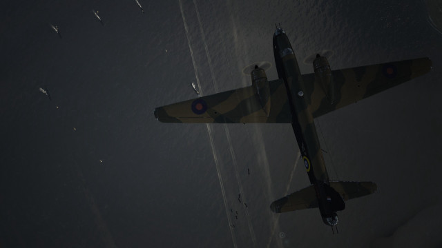 Small airplane over water night free wallpaper - medium preview image