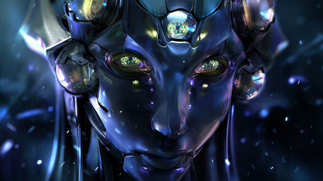 Futuristic woman glowing eyes cybernetic free wallpaper - medium preview image