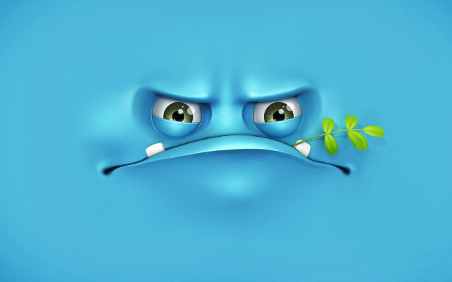 Sad face plant mouth blue free wallpaper - medium preview image