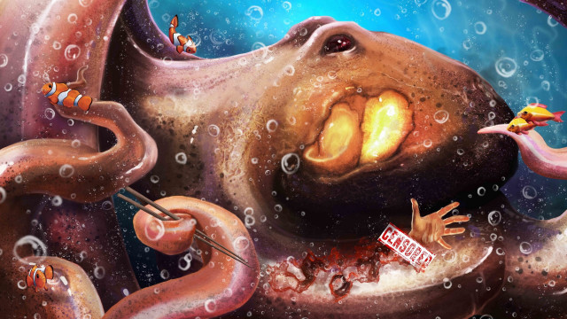 Giant octopus man bubble coral free wallpaper - medium preview image