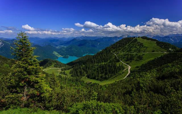 Mountain lake clouds nature landscape free wallpaper - medium preview image