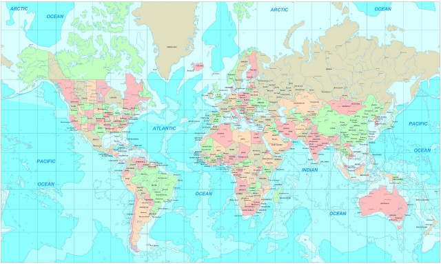 World map jigsaw typographic aqua free wallpaper - medium preview image
