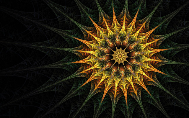 Starburst yellow green center star free wallpaper for desktop - medium preview image