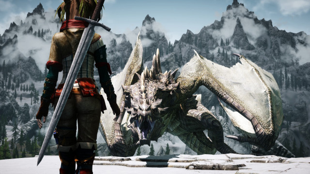 Man dragon snowy mountains fantasy free wallpaper - medium preview image