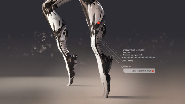 Futuristic robot gray surface red free wallpaper - medium preview image