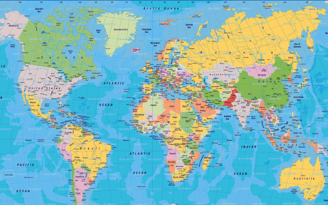 World map countries cities red free wallpaper - medium preview image