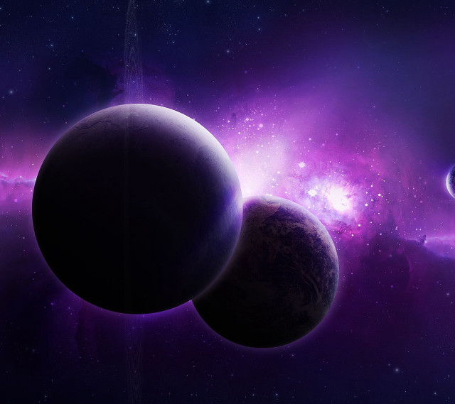 Planets in space purple background free wallpaper - medium preview image