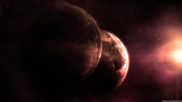 Two planets in space bright free wallpaper - medium preview image