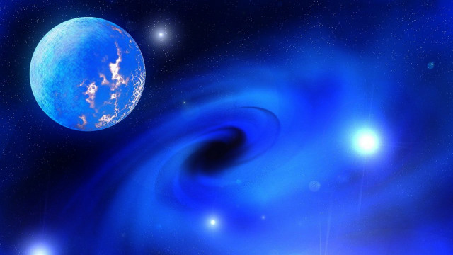 Blue spiral stars planet sky free wallpaper - medium preview image