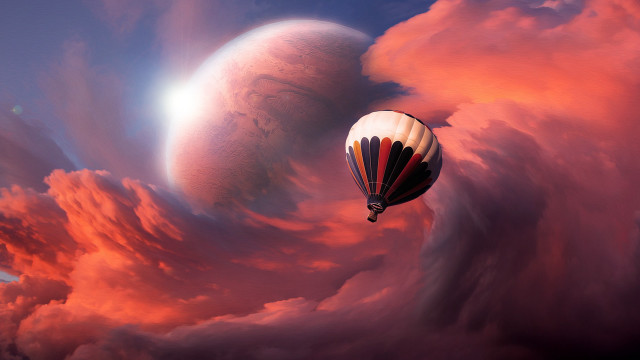 Hot air balloon red planet free wallpaper - medium preview image