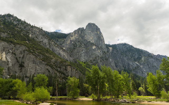 Mountain range river forest cloudy free wallpaper - medium preview image