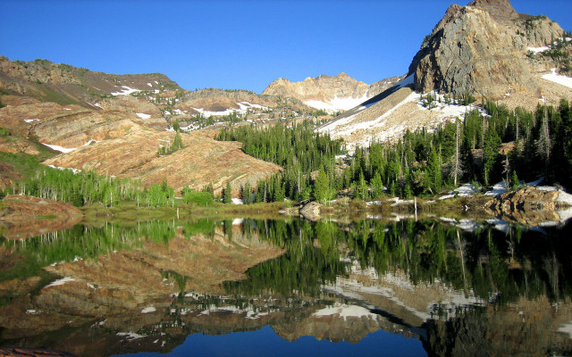 Mountain lake forest sky water #2 free wallpaper - medium preview image