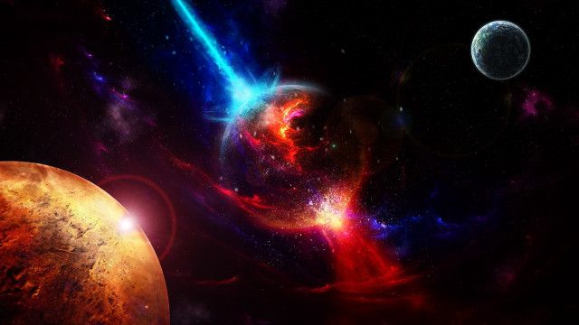 Space planet stars moon aurora free wallpaper - medium preview image