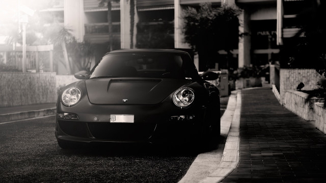 Black sports car city street #3 free wallpaper - medium preview image