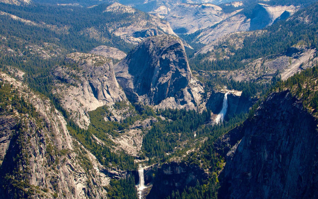 Mountain valley waterfall forest plane free wallpaper - medium preview image