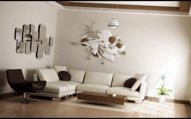 Living room white couch brown free wallpaper - medium preview image