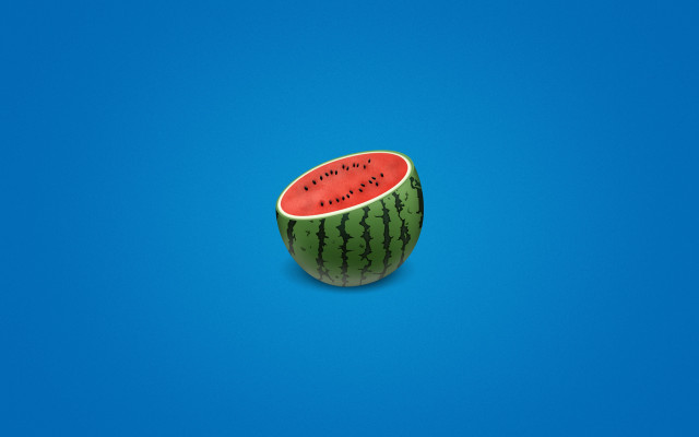Watermelon slice blue surface background free wallpaper - medium preview image