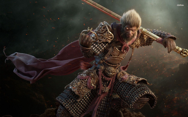 Man armor sword flame smoke free wallpaper - medium preview image