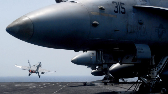 Fighterjet ship ocean aircraft background free wallpaper - medium preview image