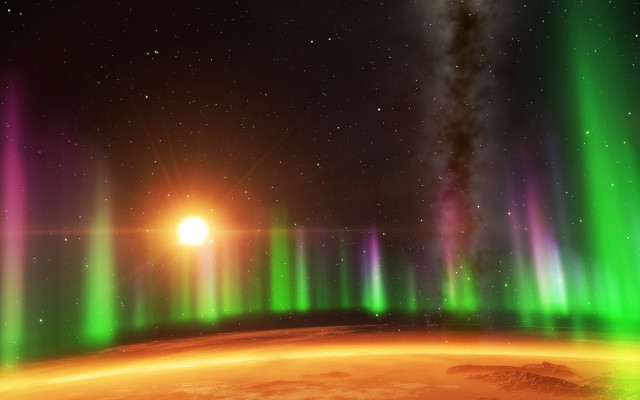 Earth aurora space astronaut city free wallpaper - medium preview image