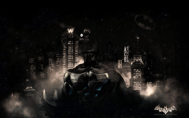 Batman rainy city night fullmoon free wallpaper - medium preview image