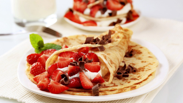 Crepe strawberries milk rococo pastel free wallpaper - medium preview image
