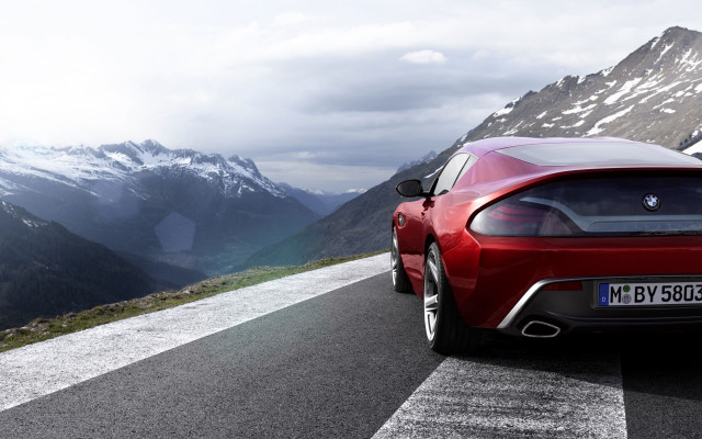 Red sports car mountain road #14 free wallpaper - medium preview image