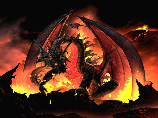 Dragon huge head wings fire free wallpaper - medium preview image
