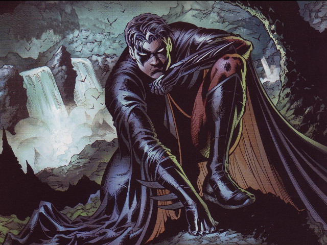Man black suit waterfall sword free wallpaper - medium preview image