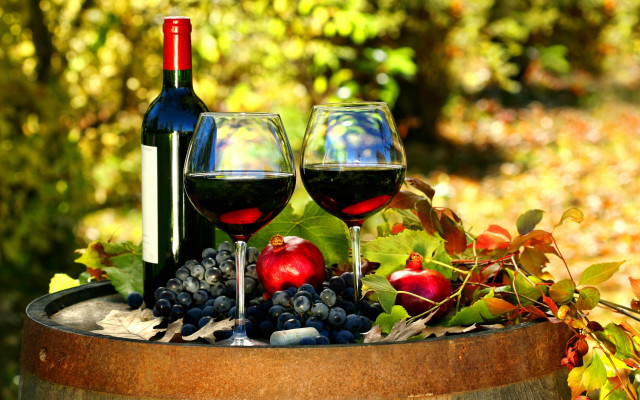 Wine glasses fruit outdoor stilllife free wallpaper - medium preview image